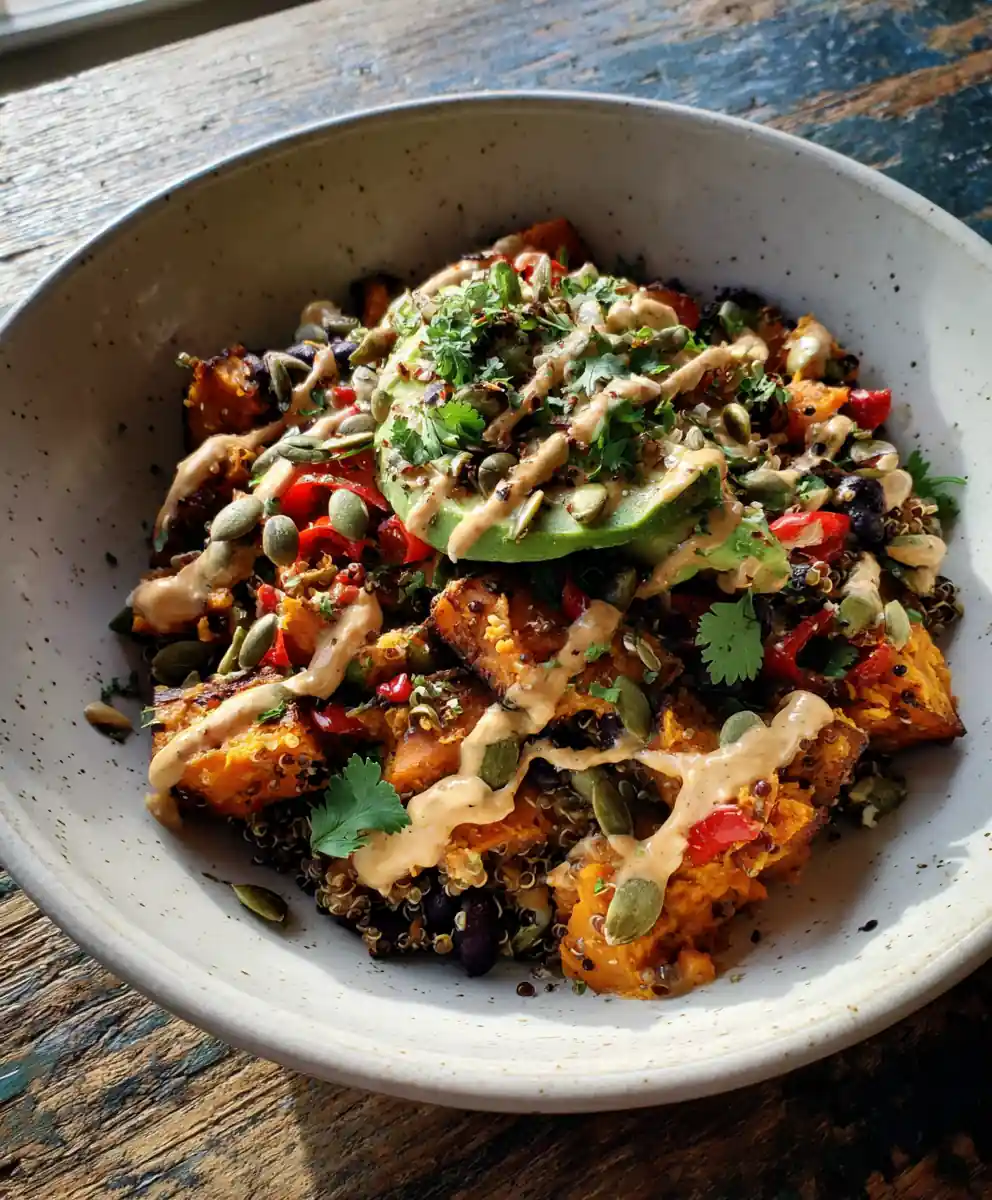Smoky Coconut Lime Tahini Sweet Potato & Black Bean Quinoa Bowls