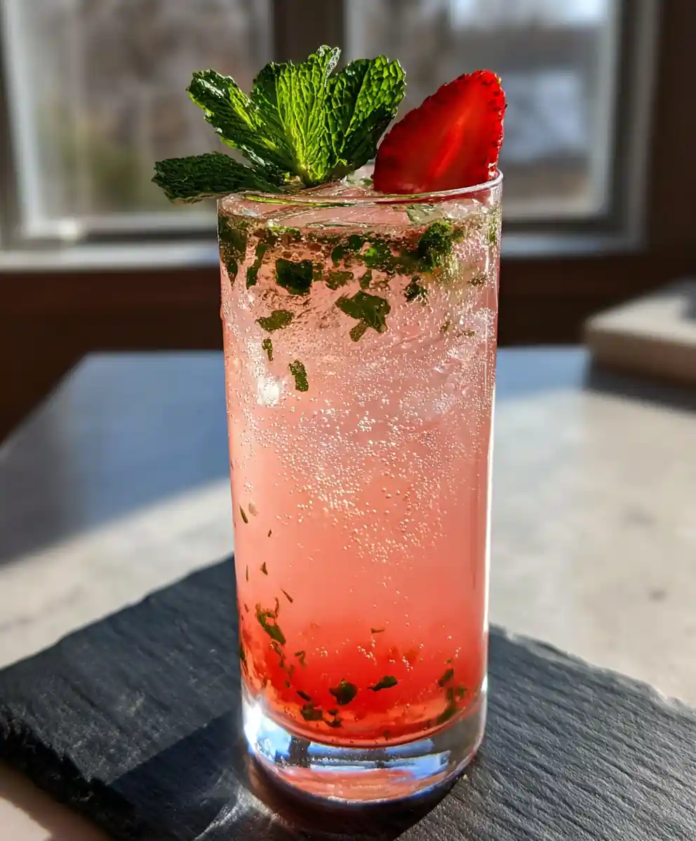 Strawberry Dirty Sprite Mocktail With Chili Honey Rim 7 Strawberry Dirty Sprite Mocktail with Chili Honey Rim