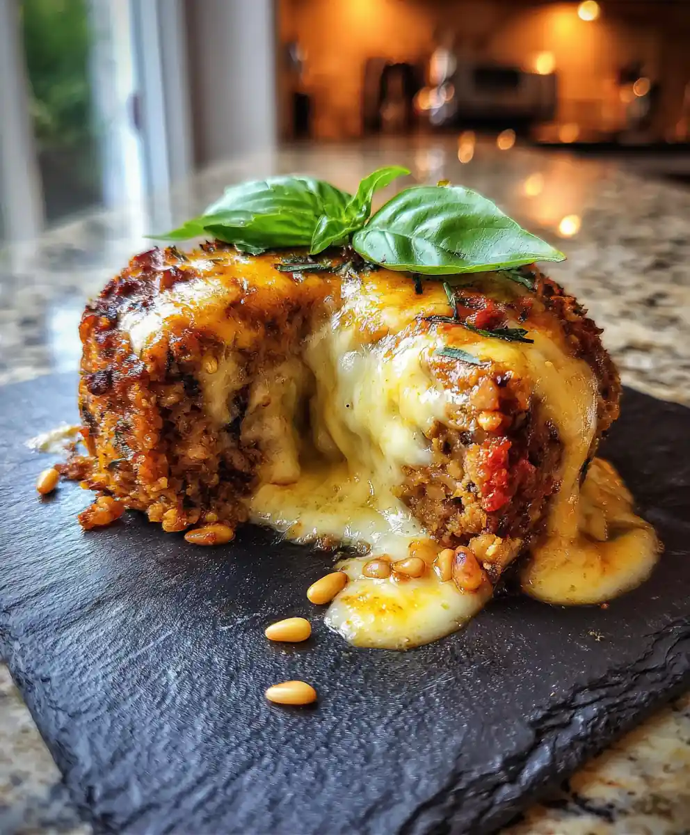 Sun Dried Tomato Basil Swirled Cheesy Stuffed Meatloaf Bites