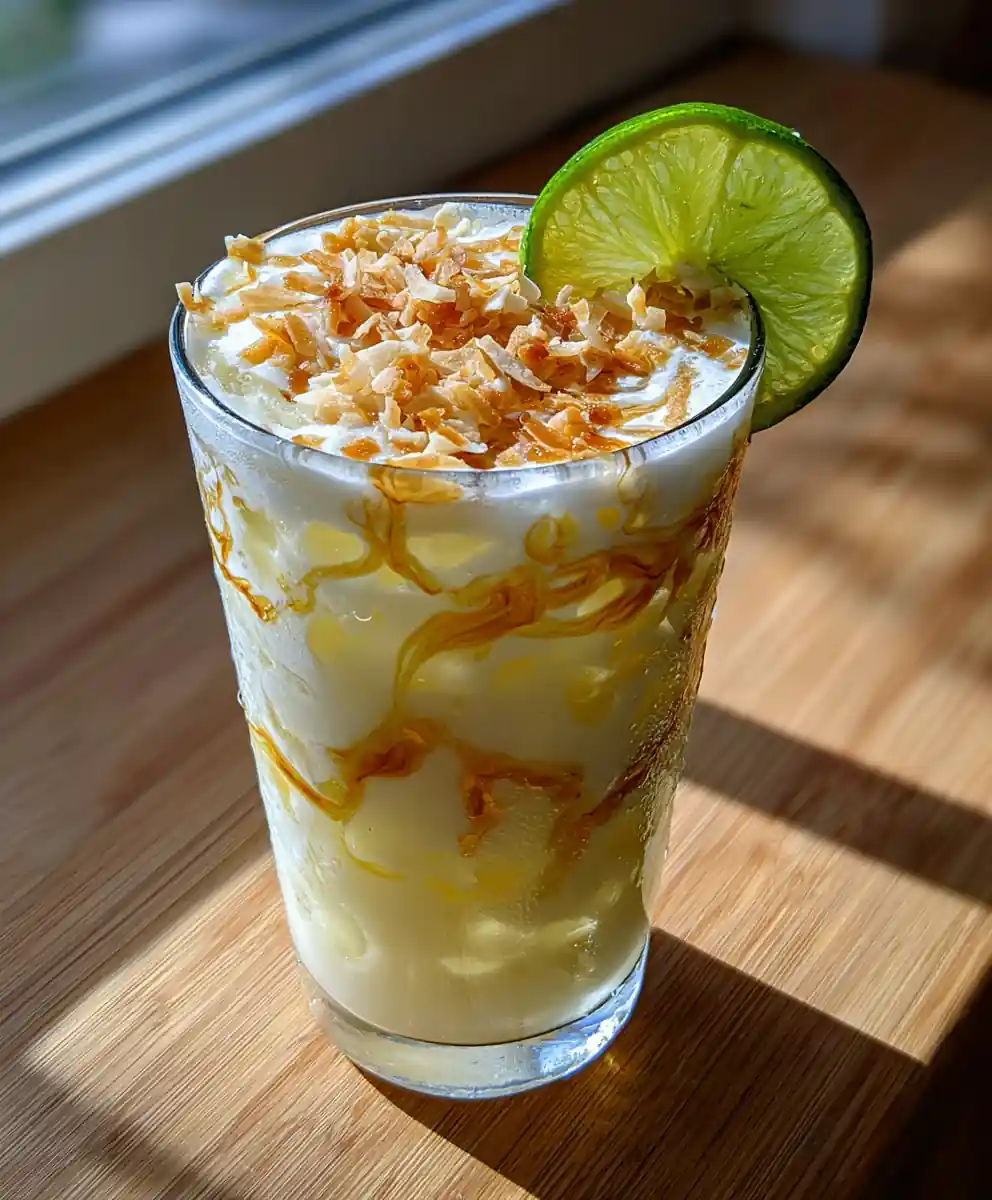 Tropical Key Lime Colada with Coconut Caramel Swirl