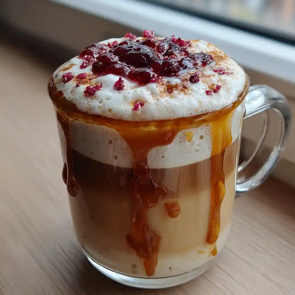 Velvety Cherry Vanilla Tea Latte With Caramelized Cherry Swirl 6 Velvety Cherry Vanilla Tea Latte with Caramelized Cherry Swirl