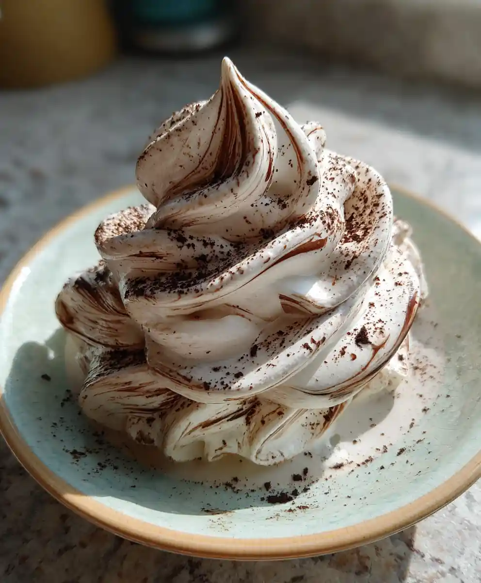 Velvety Cool Whip Pudding Frosting with Espresso Swirl