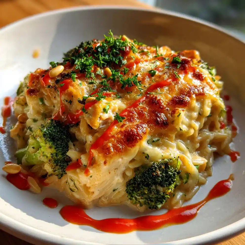 Baked Chicken Broccoli Orzo With Smoky Red Pepper Cheese Swirl 6 Baked Chicken Broccoli Orzo With Smoky Red Pepper Cheese Swirl
