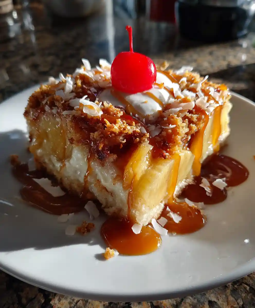 Banana Split Dump Cake With Salted Caramel Swirl