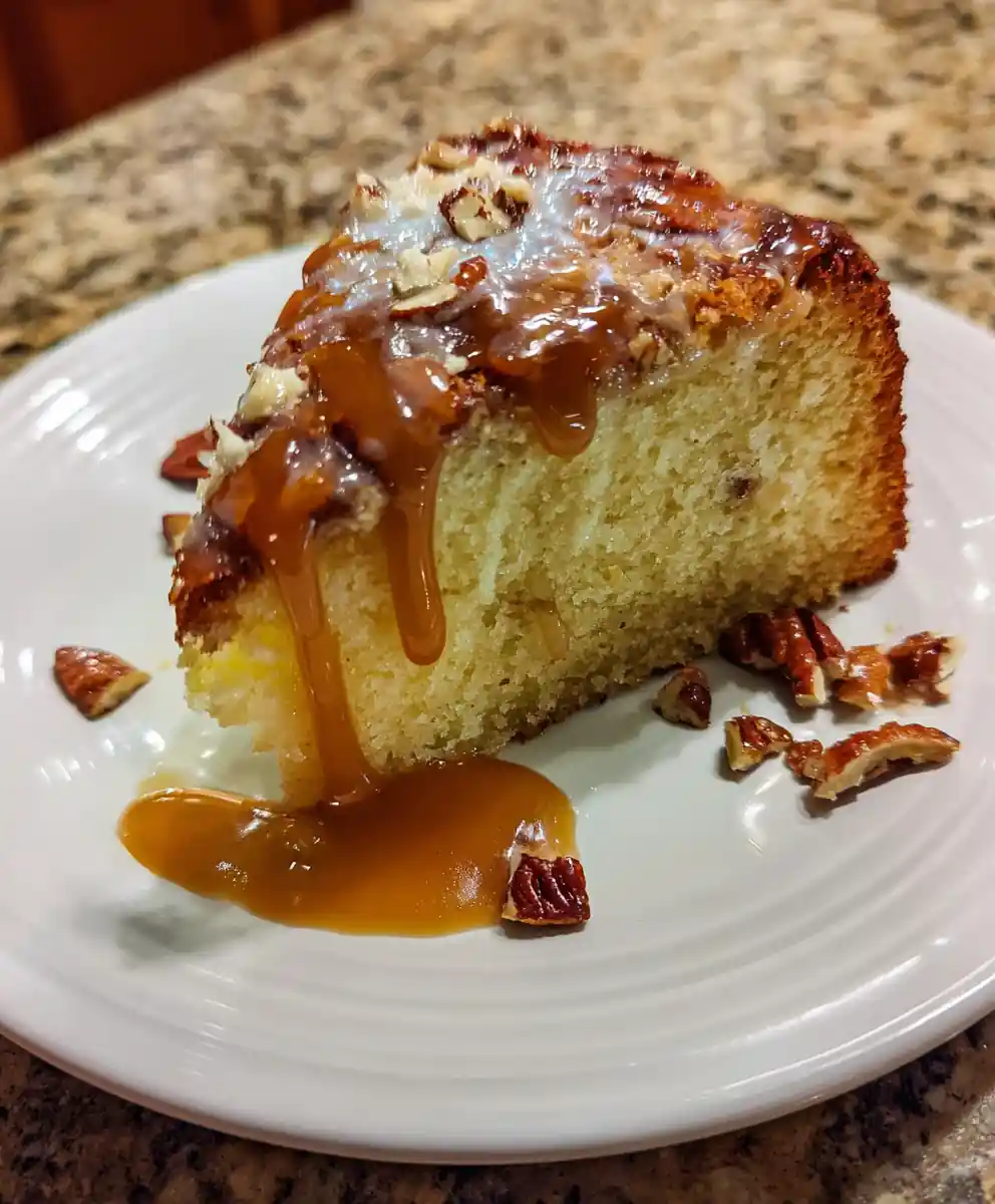 Butter Pecan Cake With Salted Caramel Drizzle