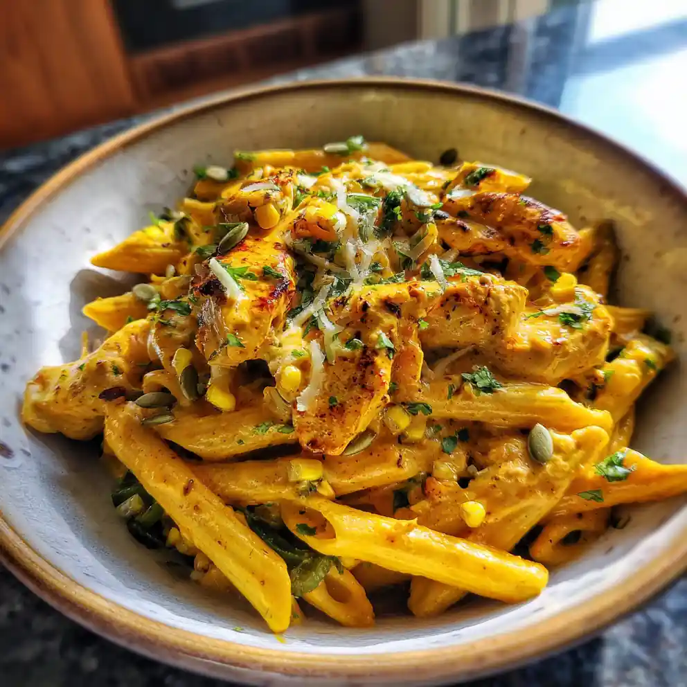 Charred Corn & Poblano Butter Chicken Pasta 6 Charred Corn & Poblano Butter Chicken Pasta