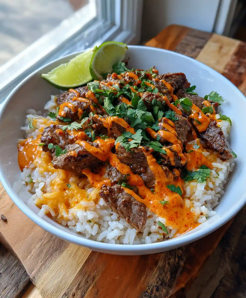 Cheesy Steak Rice Skillet With Smoked Paprika Swirl