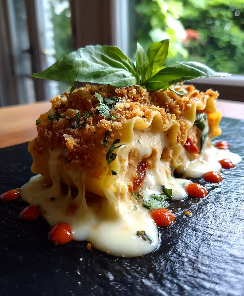 Creamy Chicken Alfredo Lasagna Rolls With Roasted Red Pepper Swirl