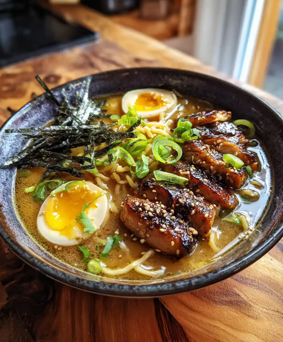 Creamy Garlic Chicken Ramen With Charred Miso Butter Chicken