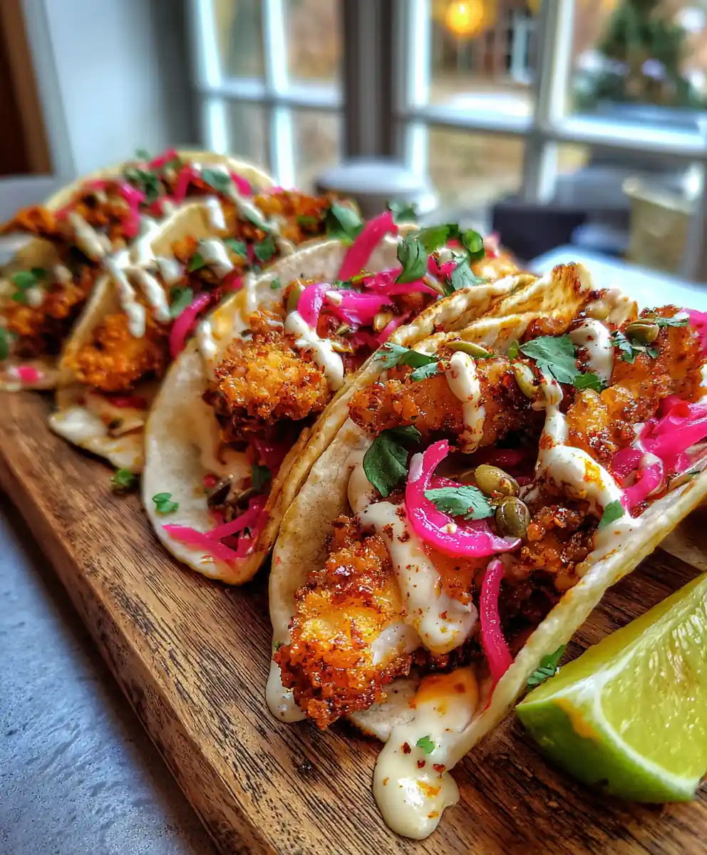 Crispy Chicken Street Tacos With Chipotle Lime Crema