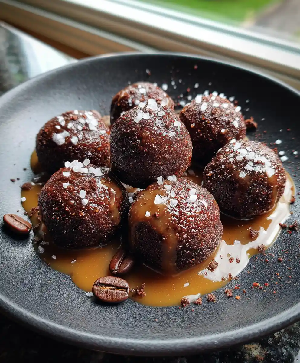 Espresso Brownie Balls With Silky Salted Caramel Drizzle 7 Espresso Brownie Balls With Silky Salted Caramel Drizzle