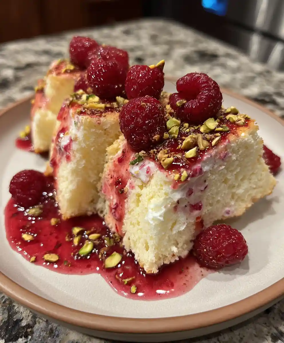 Fluffy Raspberry Angel Food Cake With Rose Infused Glaze 7 Fluffy Raspberry Angel Food Cake With Rose Infused Glaze