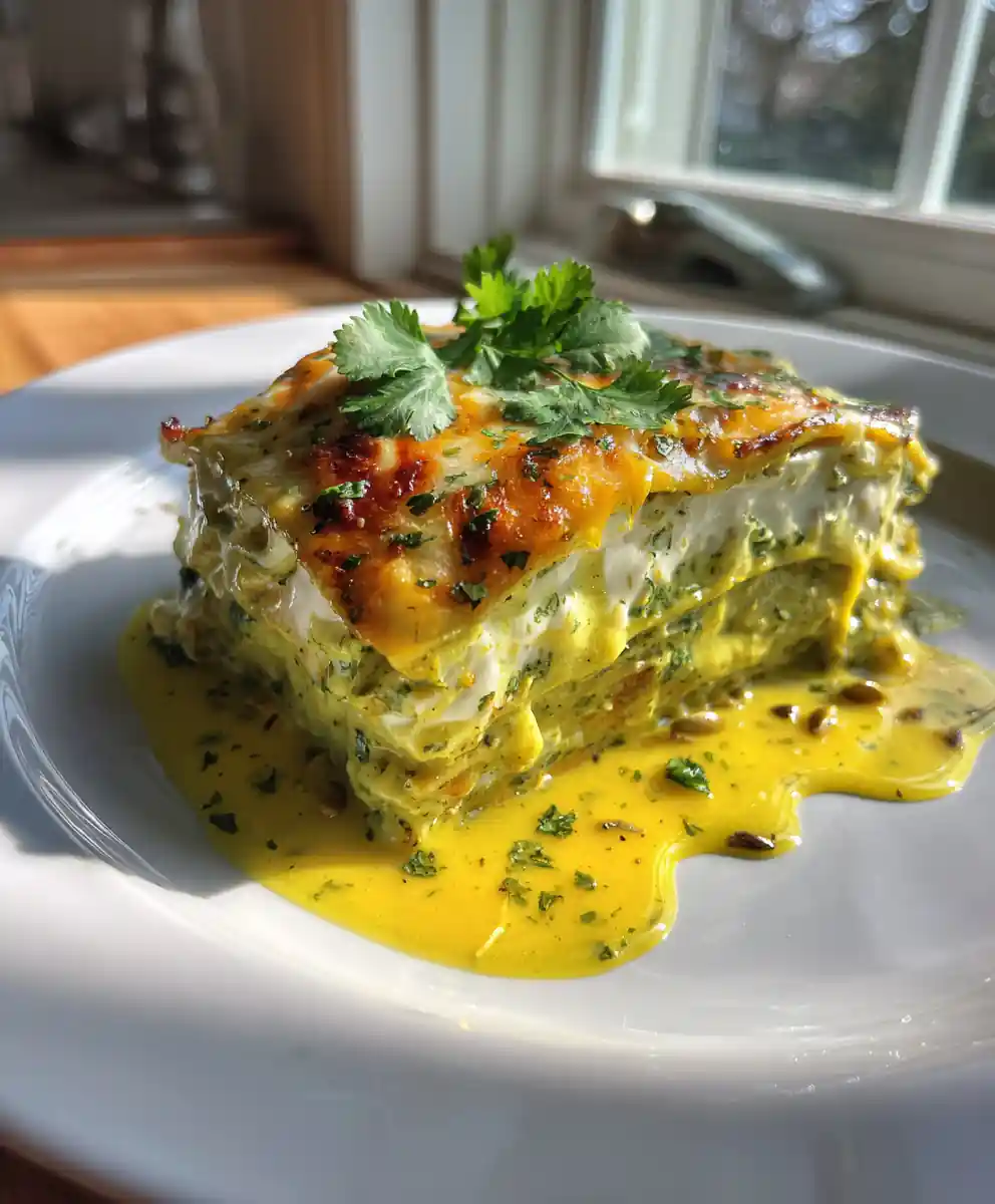 Hatch Green Chile Chicken Lasagna With Vibrant Creamy Chile Swirl