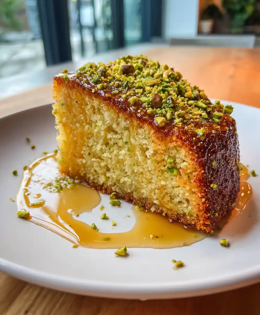 Heaven On Earth Cake With Honey Cardamom Glaze And Pistachion Crumble