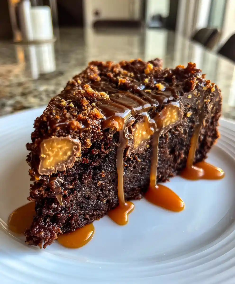 Peanut Butter Cup Dump Cake With Salted Caramel Swirl