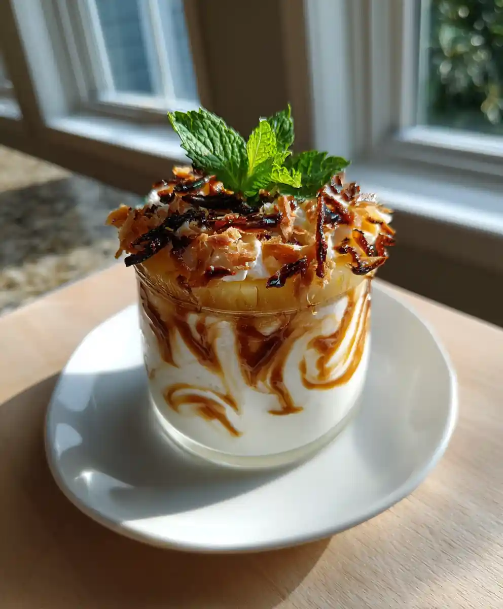 Pineapple Fluff With Charred Pineapple Caramel