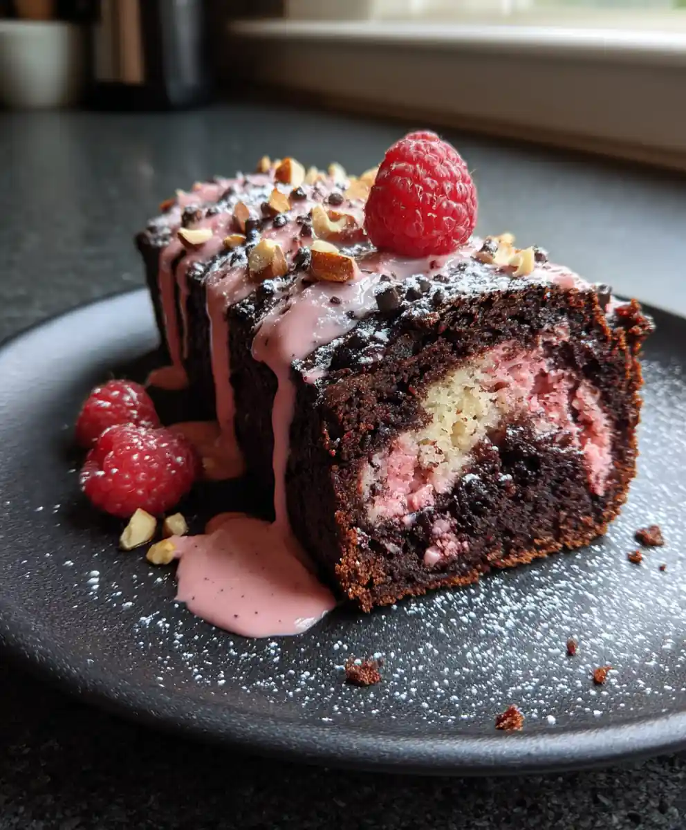 Raspberry White Chocolate Swirl Cookies & Cream Brownies