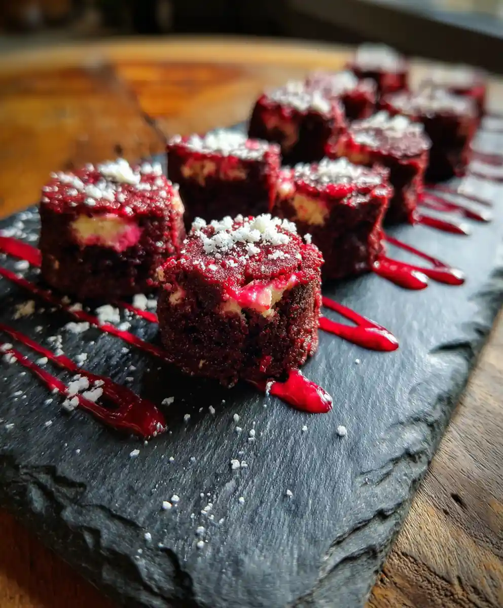 Red Velvet Brownie Bites With Cream Cheese Swirl