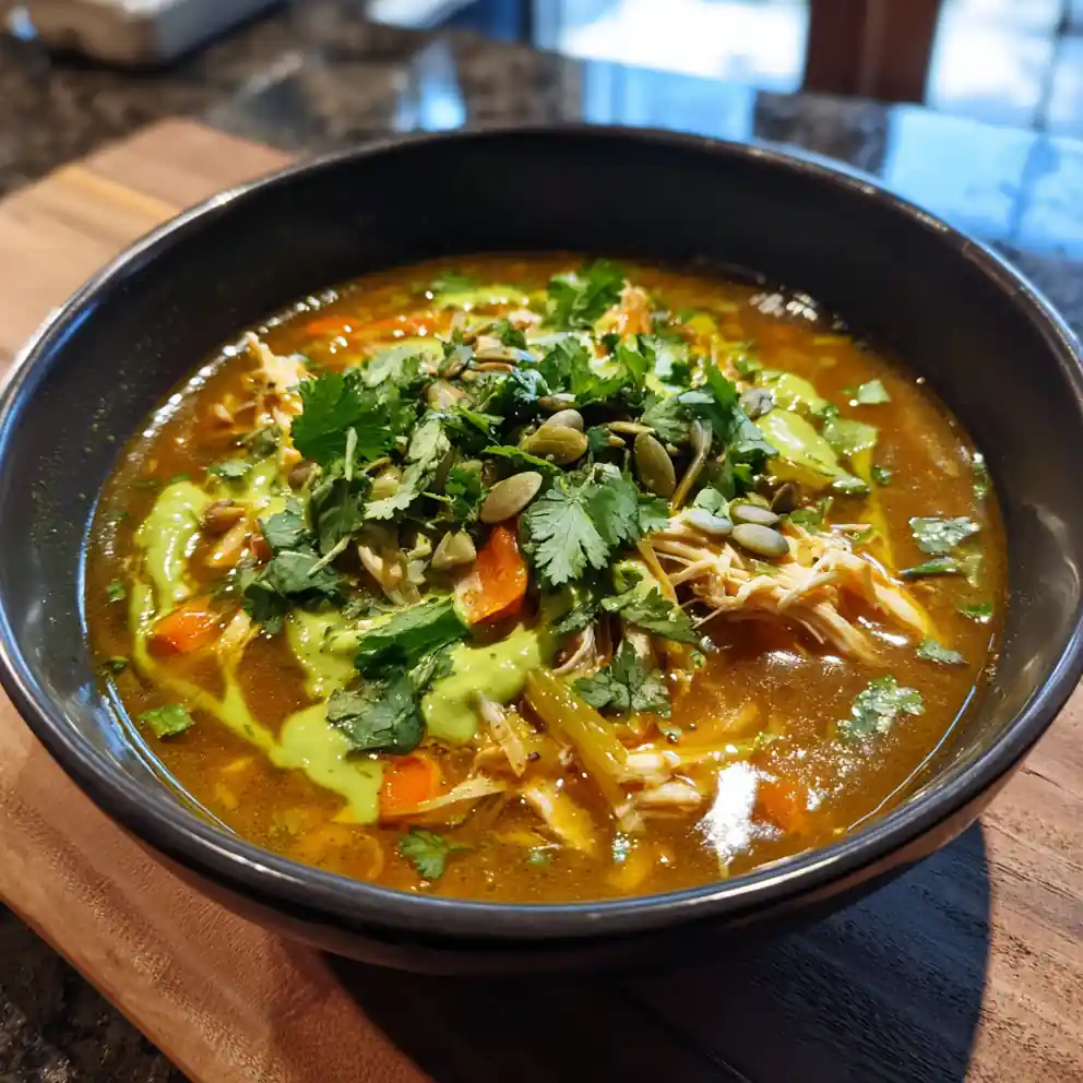 Roasted Chicken Poblano Soup With Avocado Lime Crema 6 Roasted Chicken Poblano Soup With Avocado Lime Crema