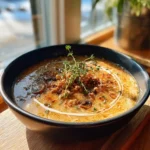 Rotisserie Chicken Mushroom Soup With Garlic Thyme Cream Swirl 1772035887.8067422