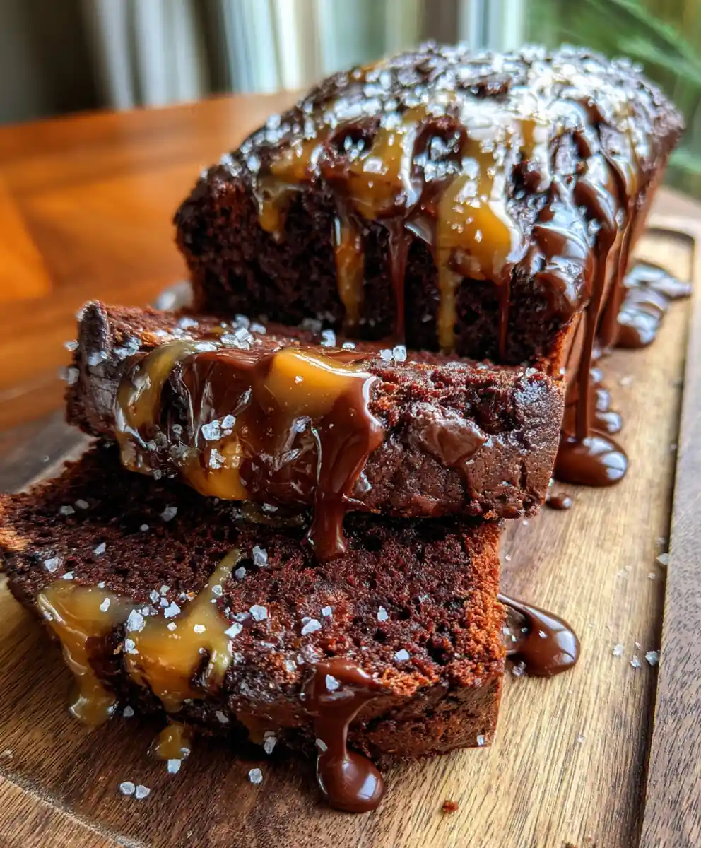 Salted Caramel Swirl Hot Fudge Brownie Bread