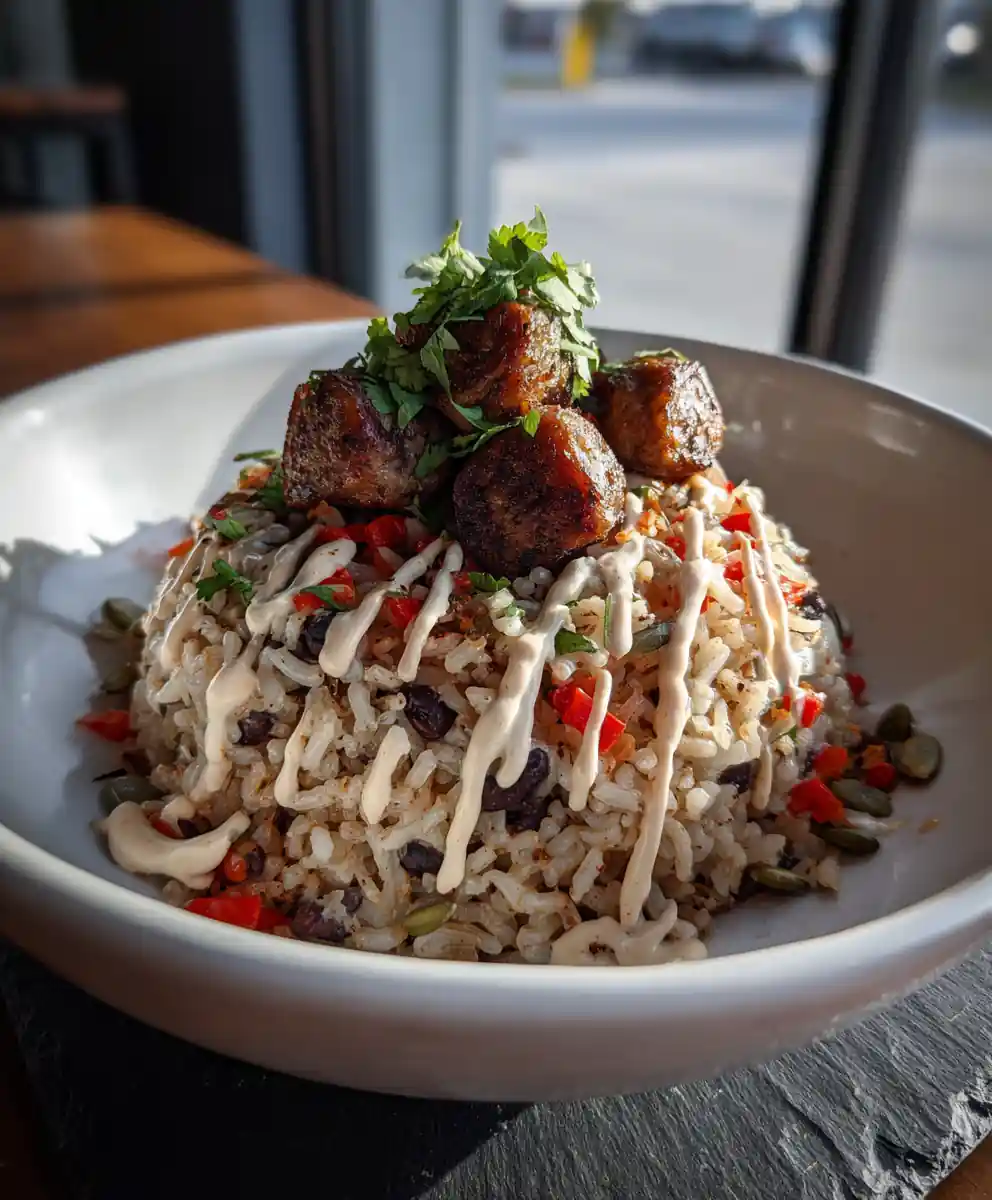Smoky Chipotle Cream Black Beans And Rice With Sausage