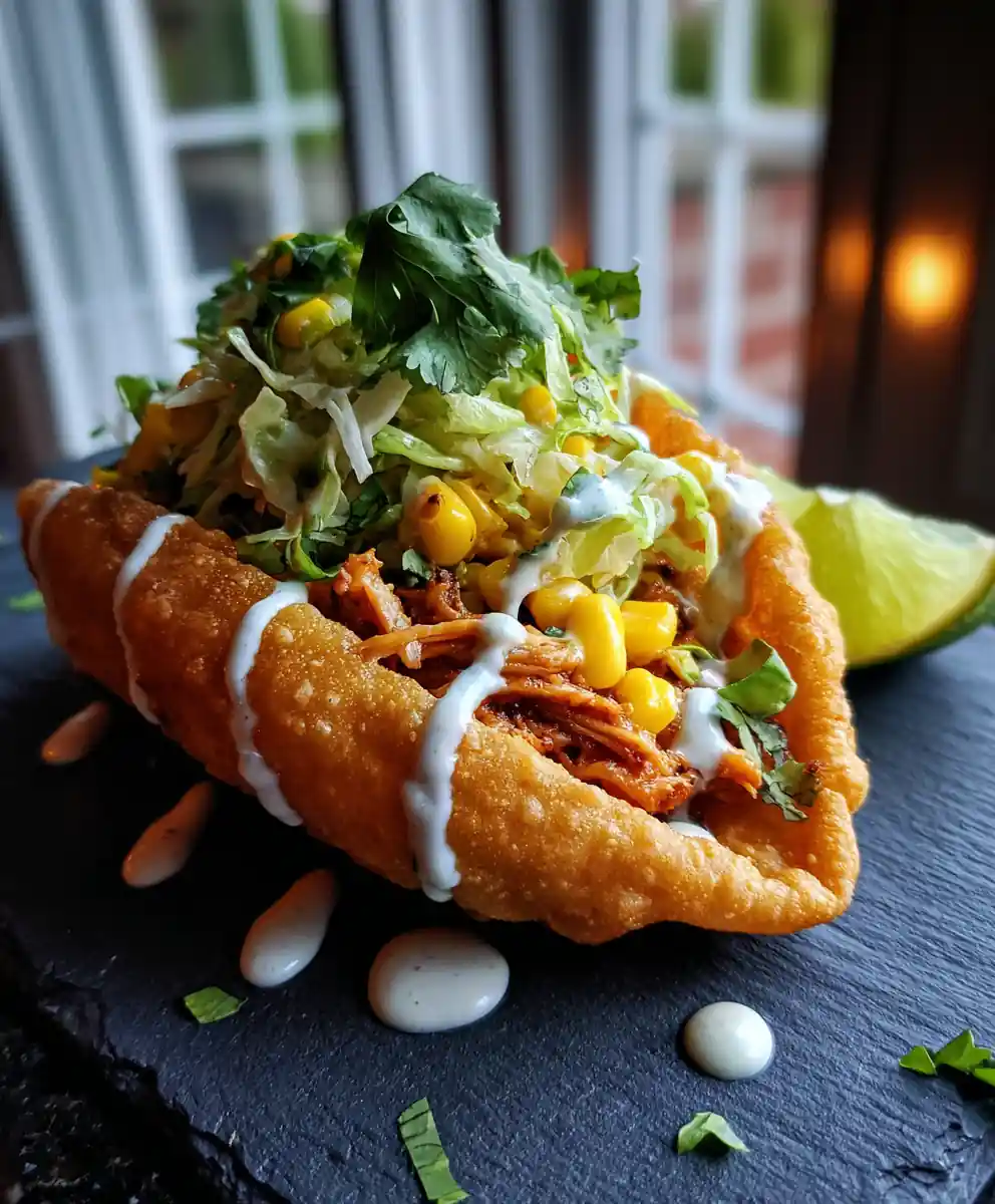 Smoky Chipotle Crema Chalupa With Roasted Corn Salsa