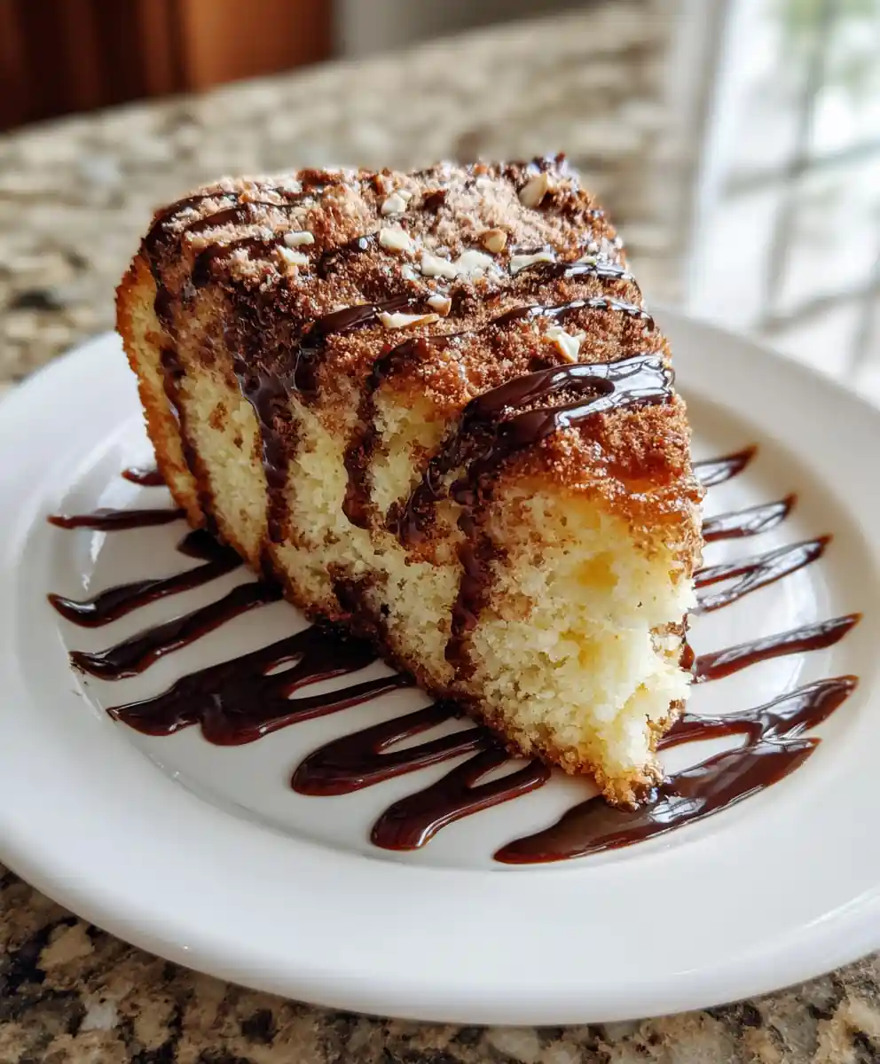 Sour Cream Coffee Cake With Espresso Ganache Drizzle