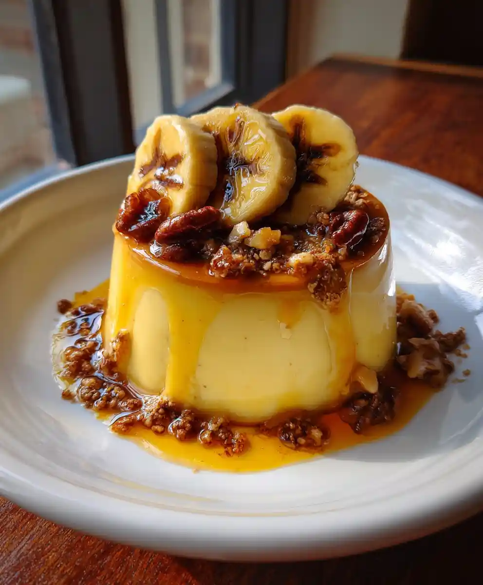 Velvety Banana Nut Crème With Caramelized Walnut Swirl