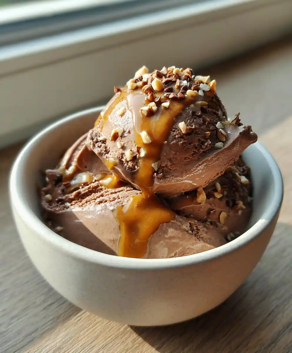 Velvety Chocolate Ice Cream With Cardamom Caramel Swirl