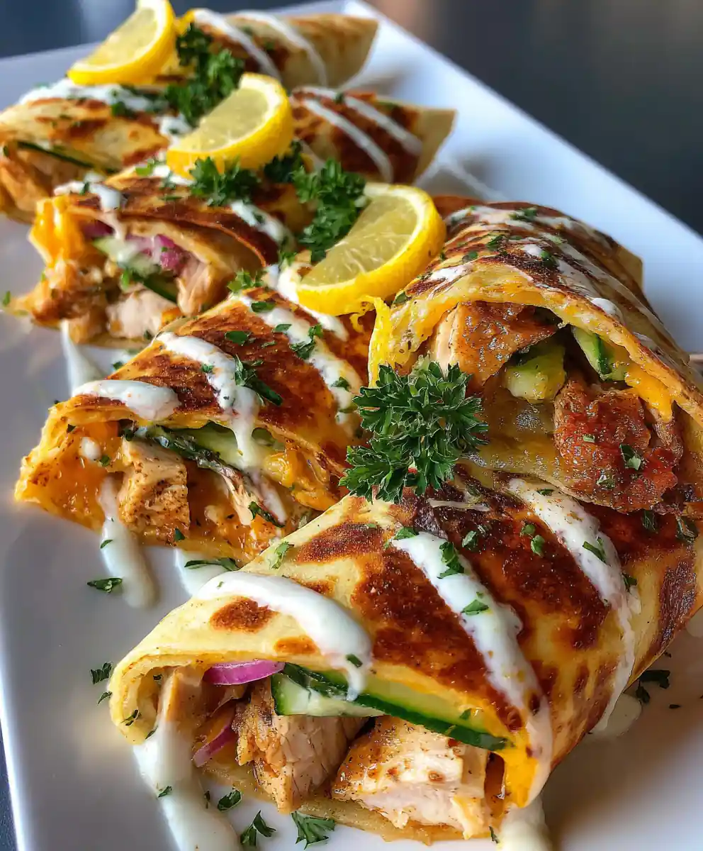 Cheesy Garlic Chicken Wraps