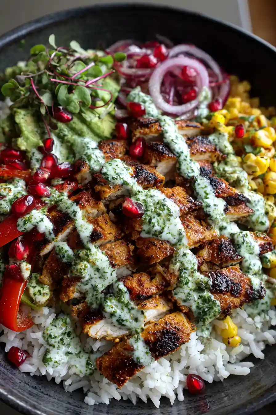 Chimichurri Grilled Chicken Bowl With Garlic Sauce