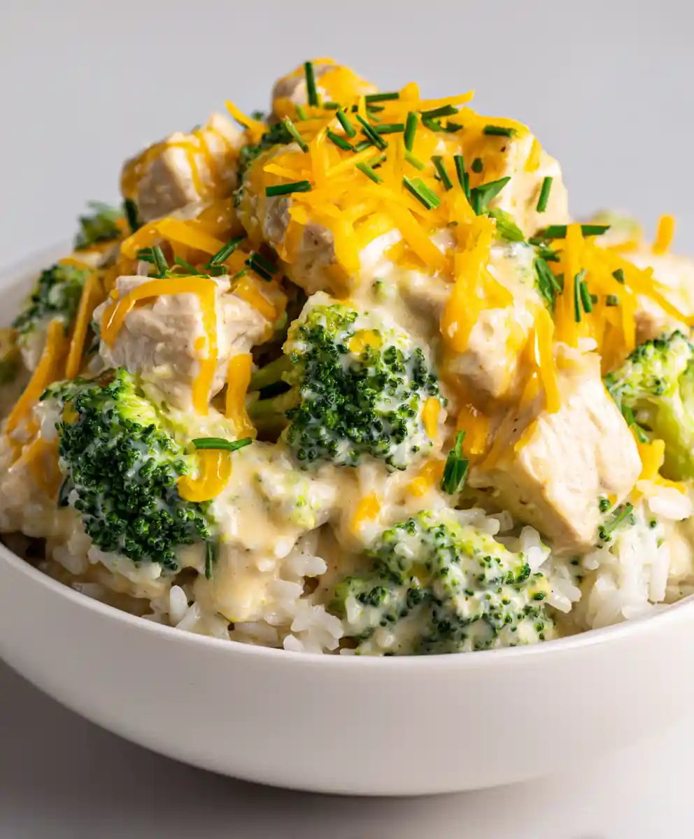 Creamy Crockpot Broccoli Cheddar Chicken And Rice