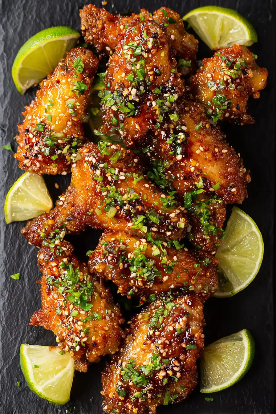 Crispy Air Fryer Chicken Wings With Lime Soy Glaze
