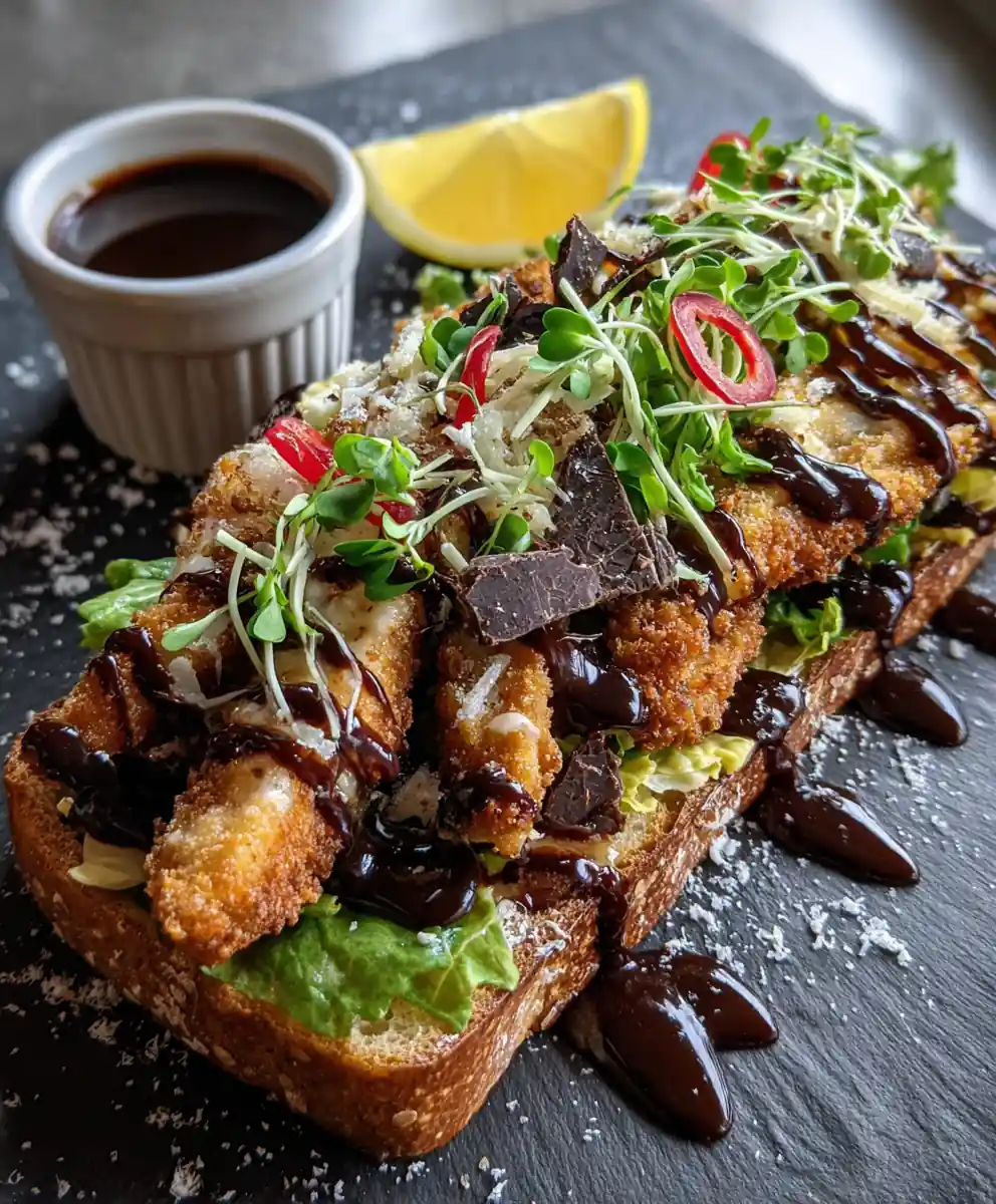 Crispy Chicken Caesar Sandwich With Chili Chocolate Drizzle