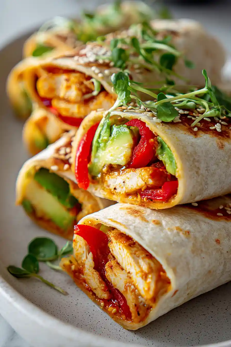 Easy Cheesy Garlic Chicken Wraps
