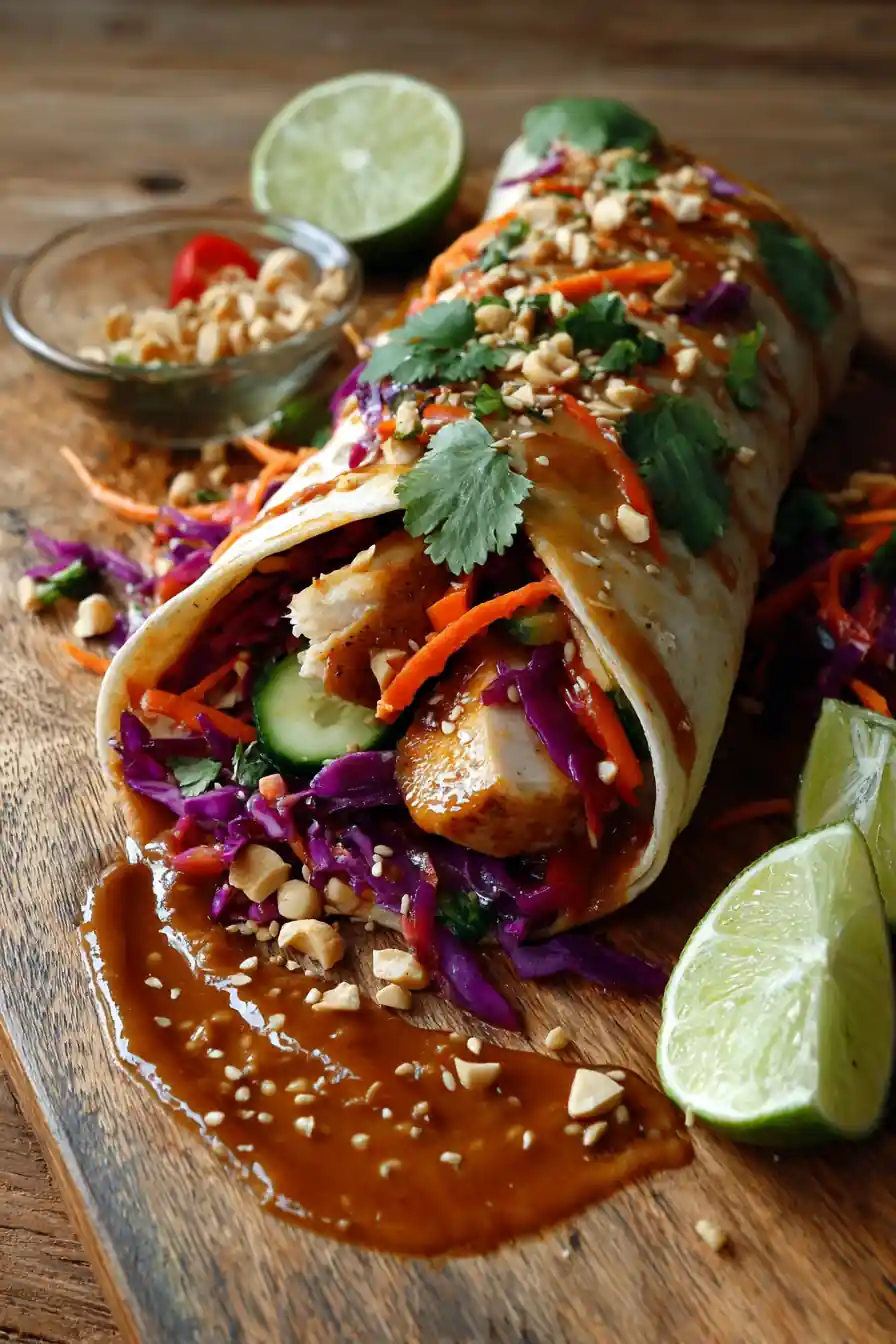 Easy Thai Peanut Chicken Wraps