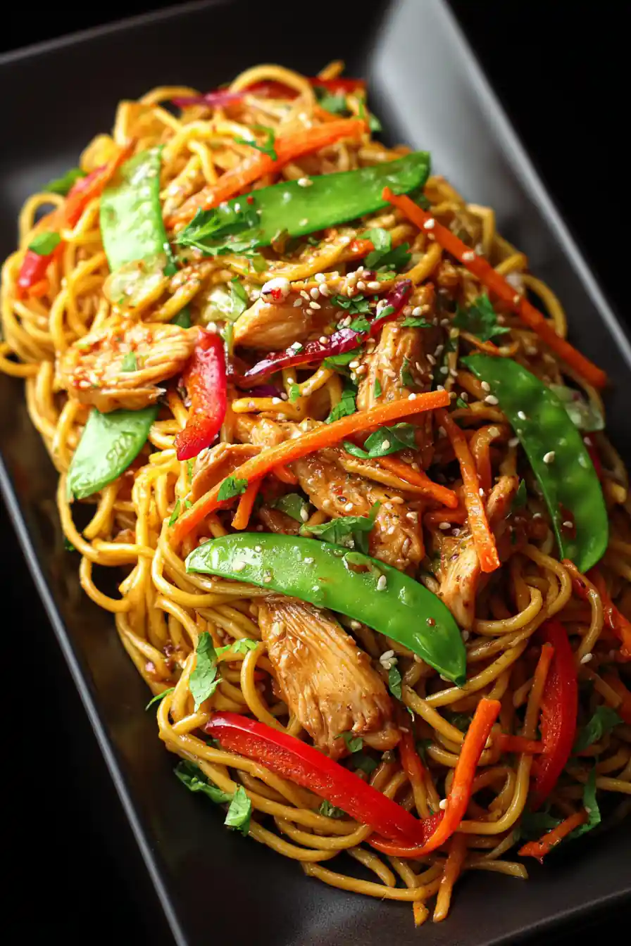 Garlic Chicken Lo Mein With Citrus Sesame Twist
