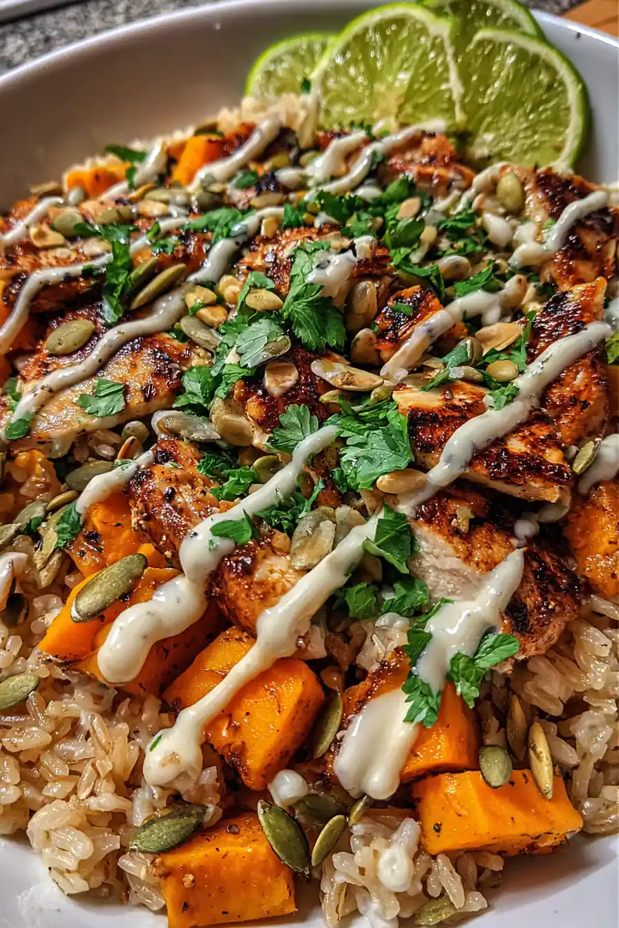 Healthy Chicken & Sweet Potato Rice Bowl
