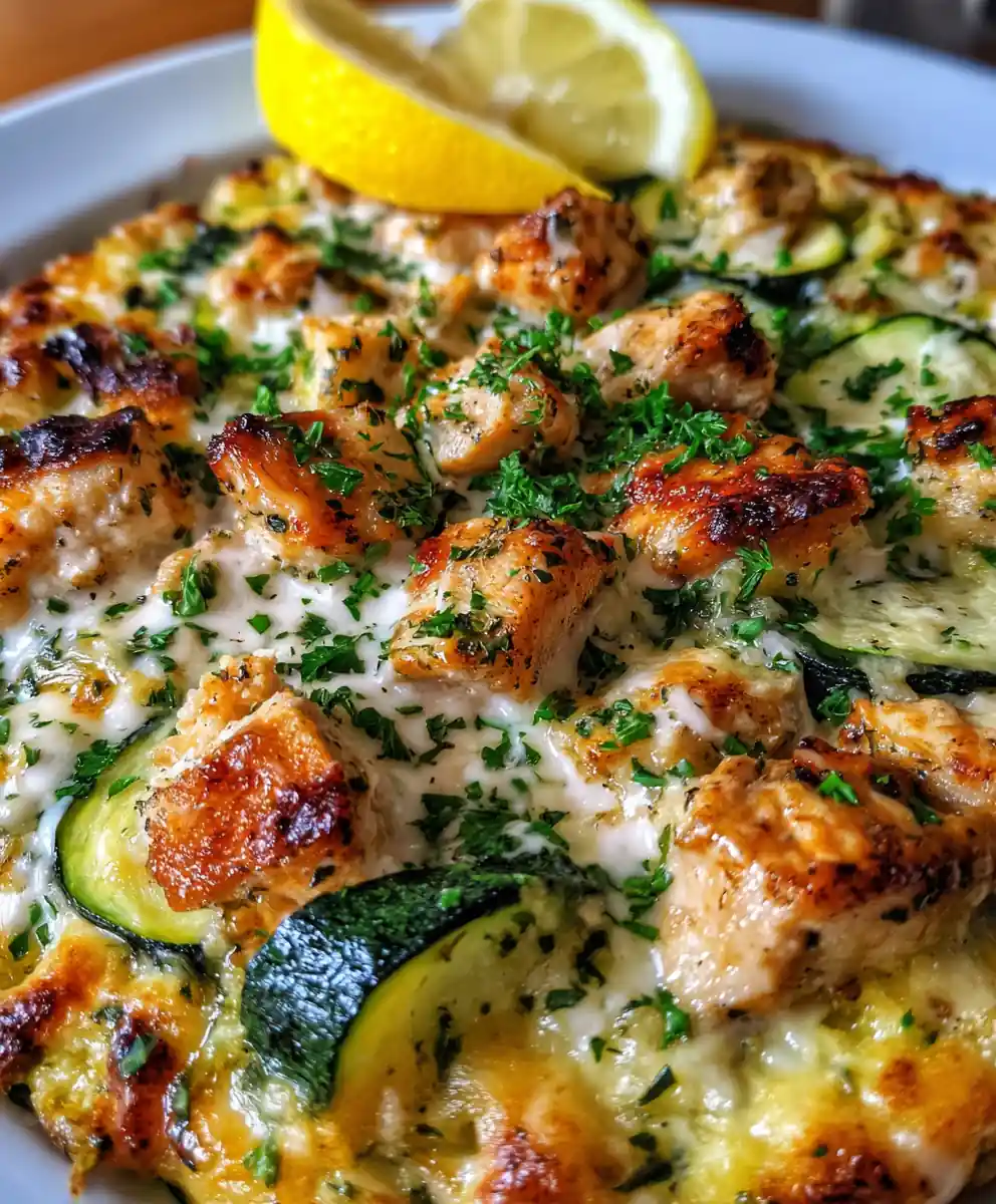 High Protein Easy Chicken Zucchini Bake (30G+ Protein)