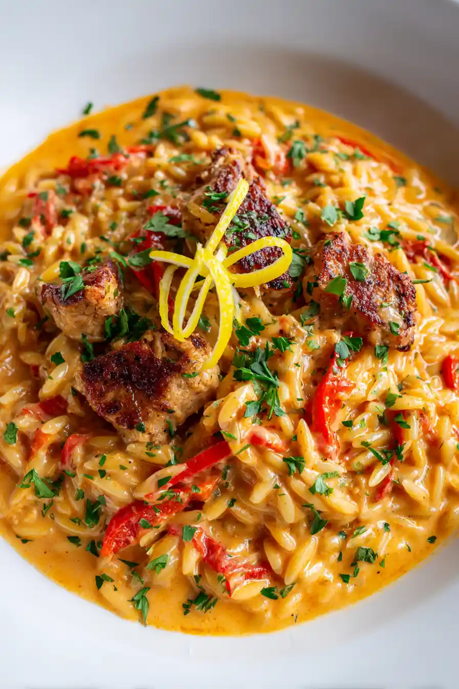 One Pot Cajun Chicken Alfredo Orzo