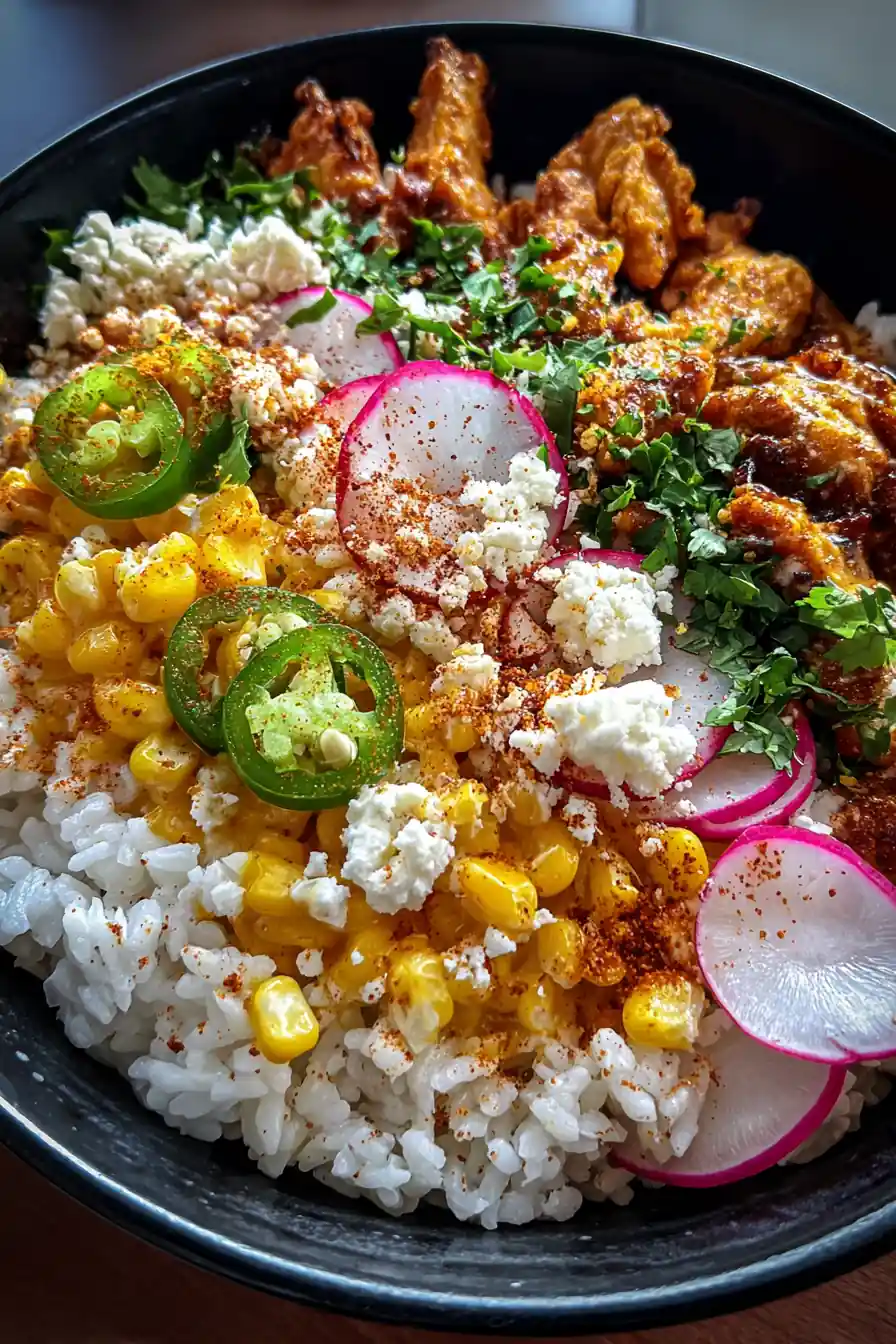Street Corn Chicken Rice Bowl