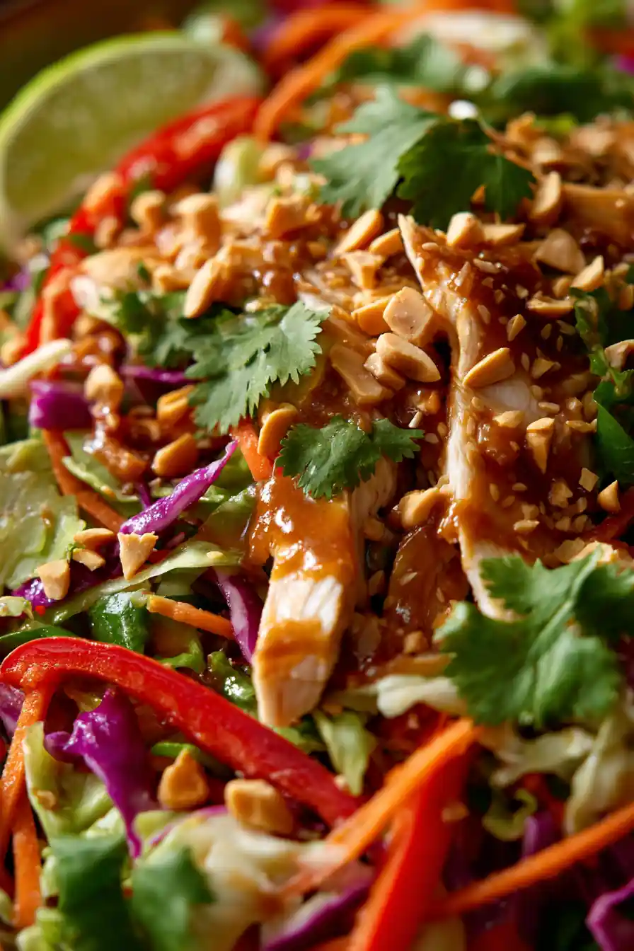 Thai Peanut Chicken Crunch Slaw Salad